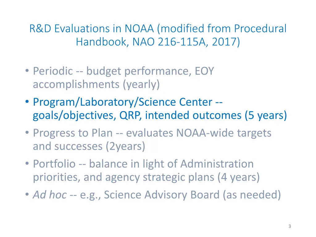 r d evaluations in noaa modified from procedural