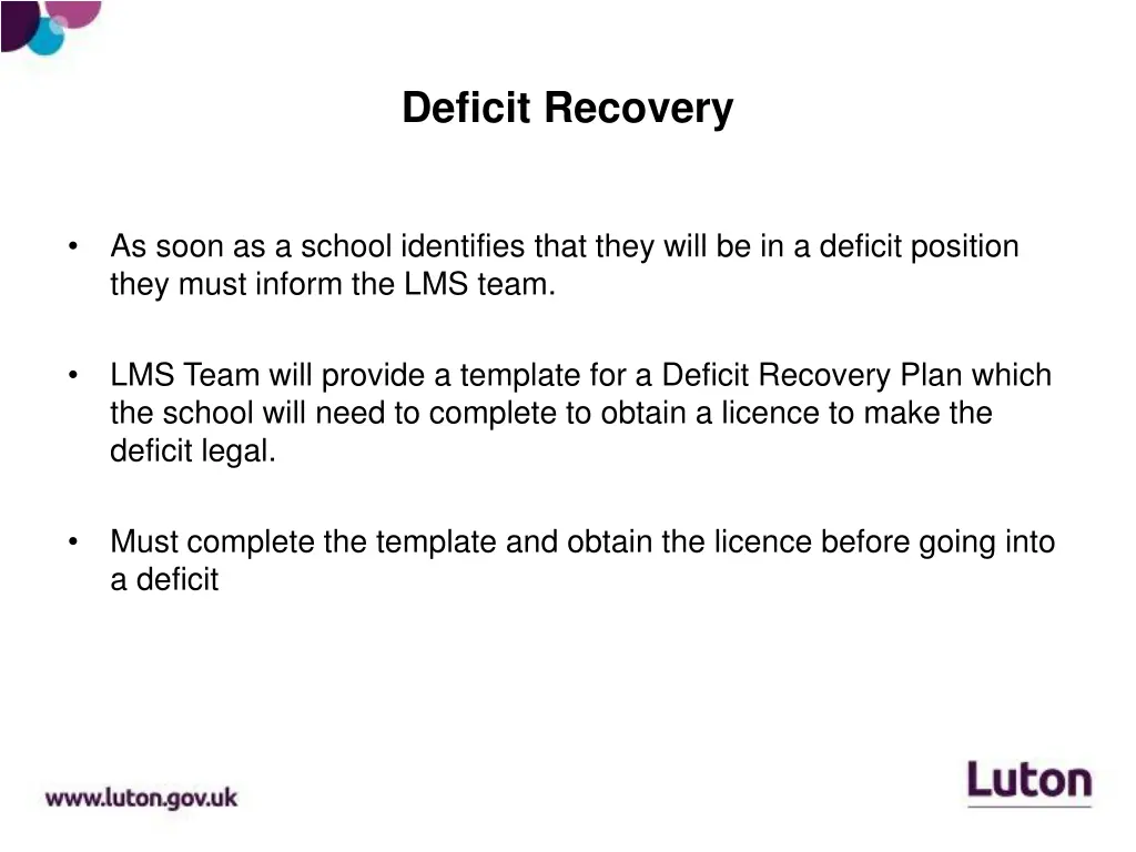 deficit recovery