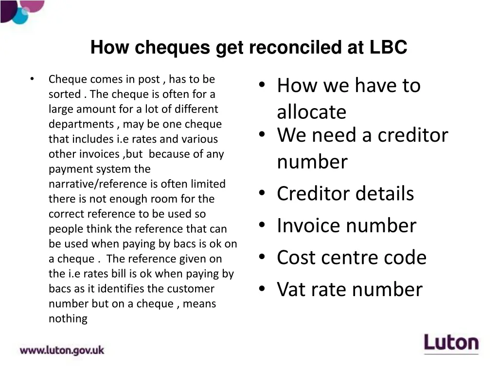 how cheques get reconciled at lbc