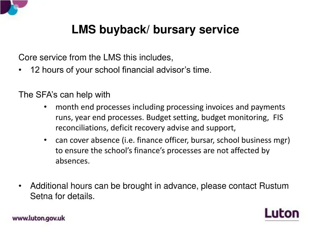 lms buyback bursary service