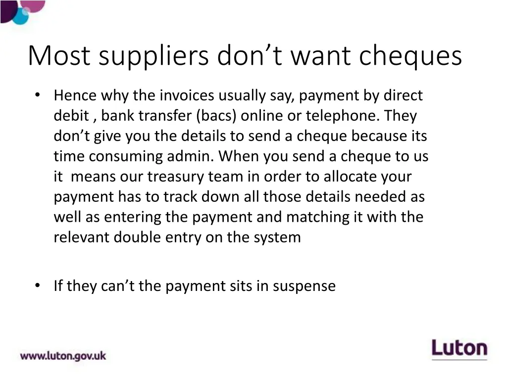 most suppliers don t want cheques