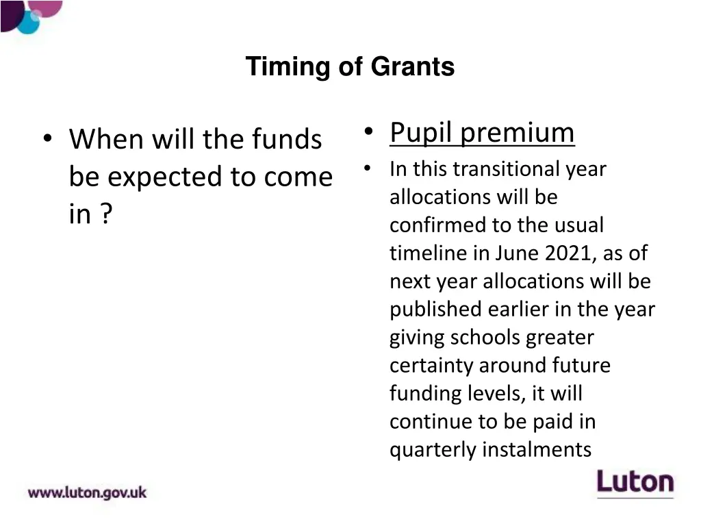 timing of grants