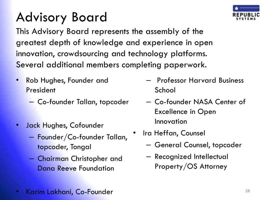 advisory board this advisory board represents