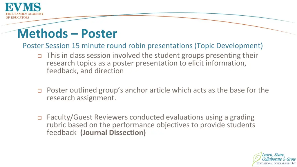 methods poster poster session 15 minute round
