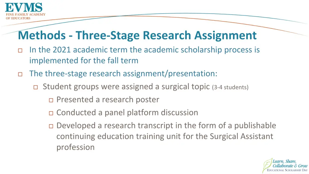 methods three stage research assignment