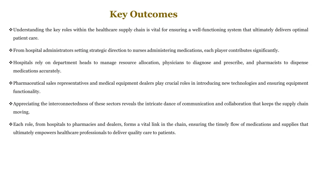 key outcomes