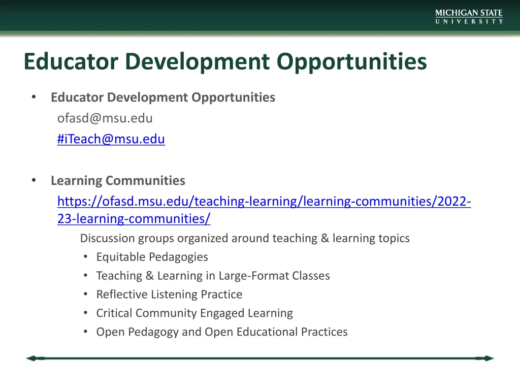educator development opportunities