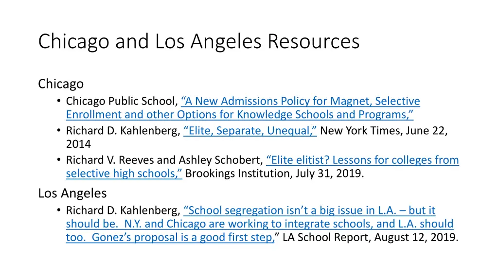 chicago and los angeles resources