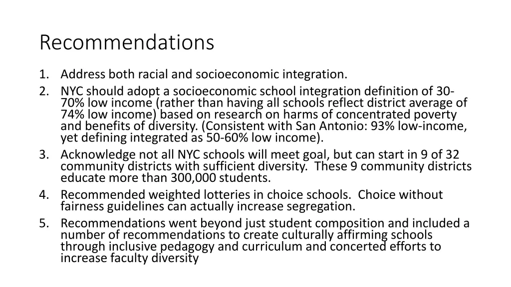 recommendations
