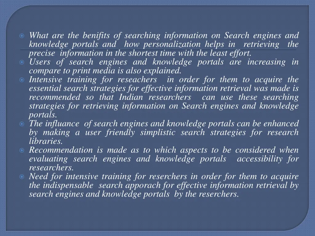 what are the benifits of searching information