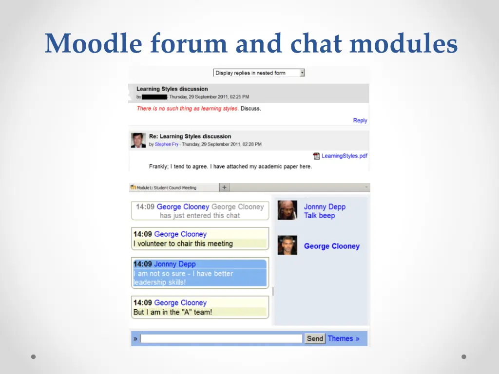 moodle forum and chat modules