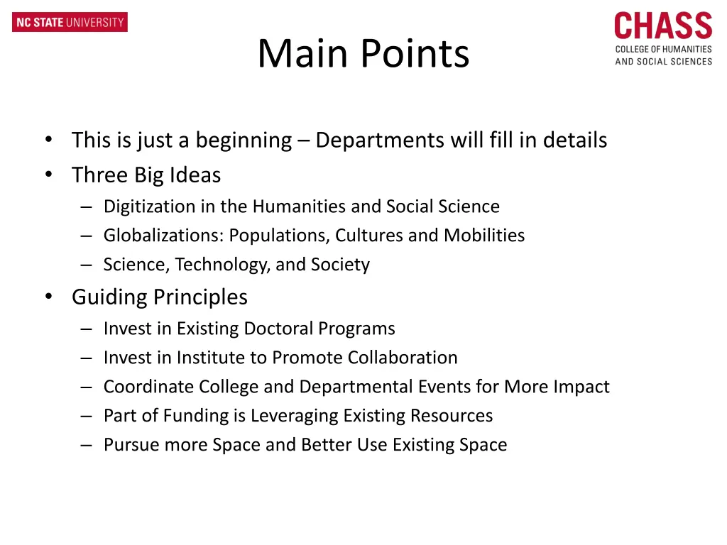 main points