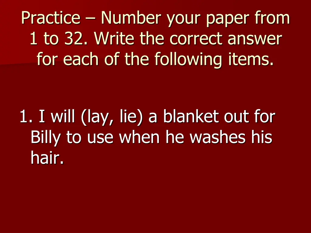 practice number your paper from 1 to 32 write