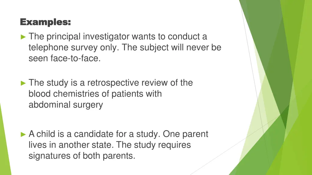 examples examples the principal investigator