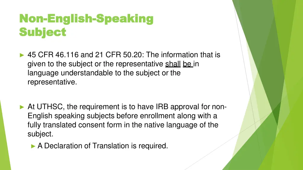 non non english english speaking subject subject