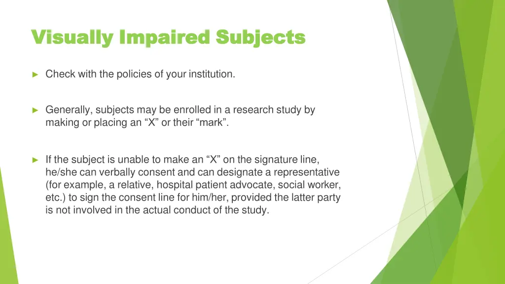 visually visually impaired impaired subjects