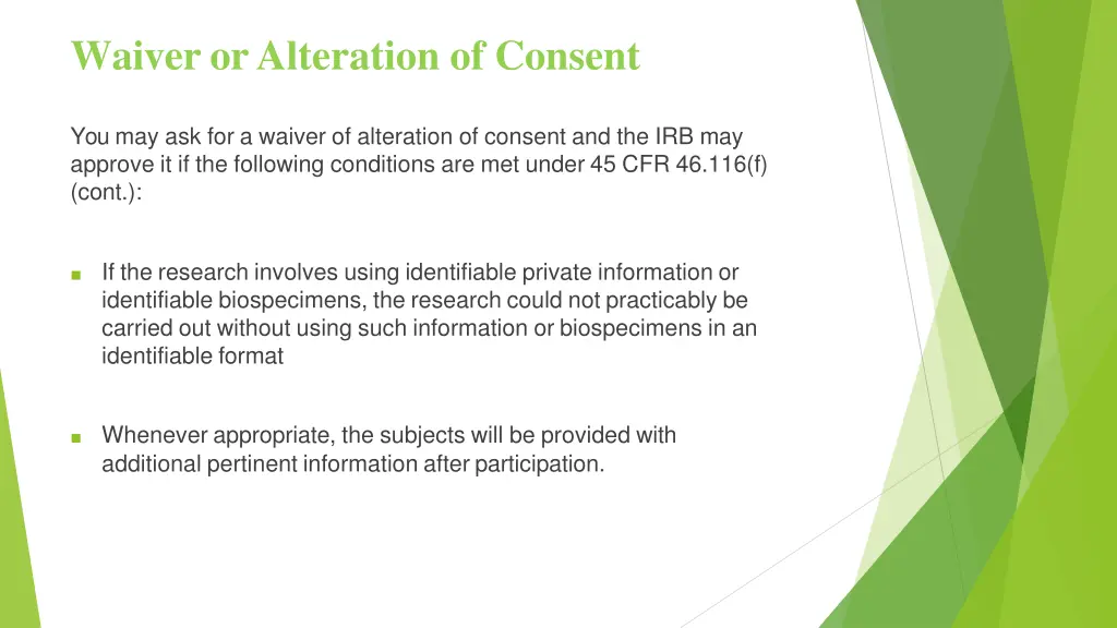 waiver or alteration of consent