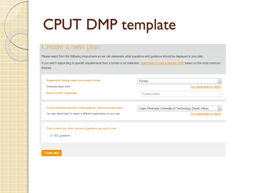 cput dmp template