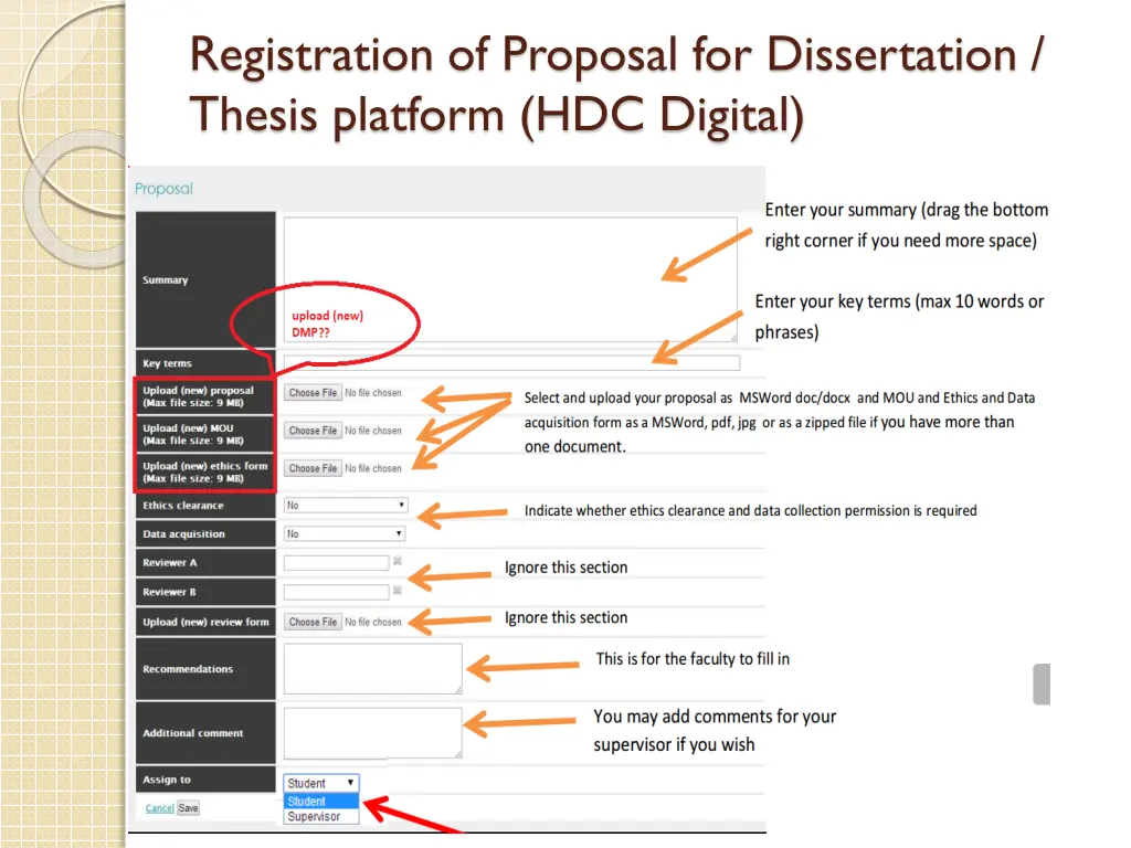 registration of proposal for dissertation thesis