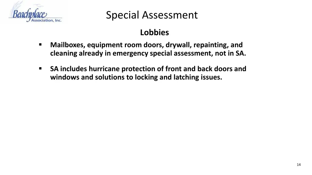 special assessment 13