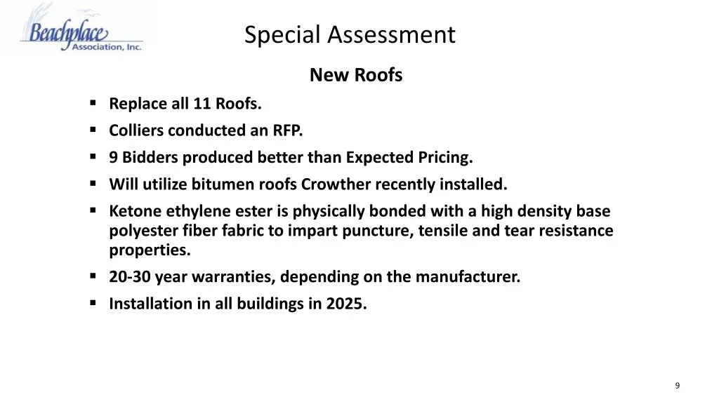 special assessment 8