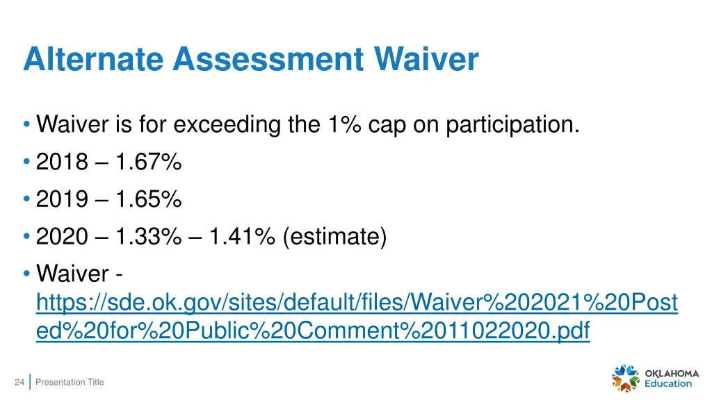 alternate assessment waiver