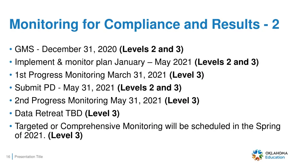 monitoring for compliance and results 2