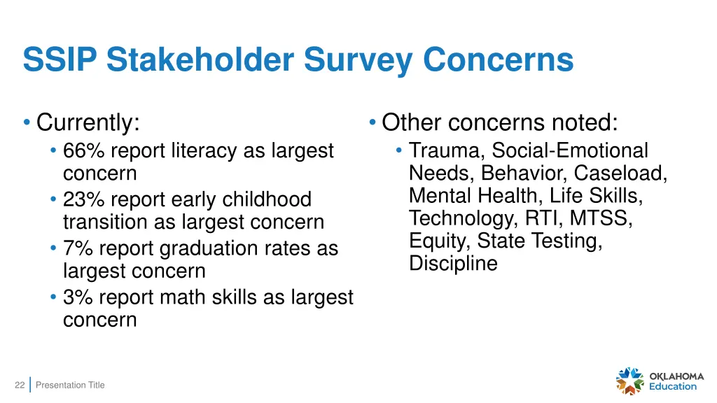 ssip stakeholder survey concerns