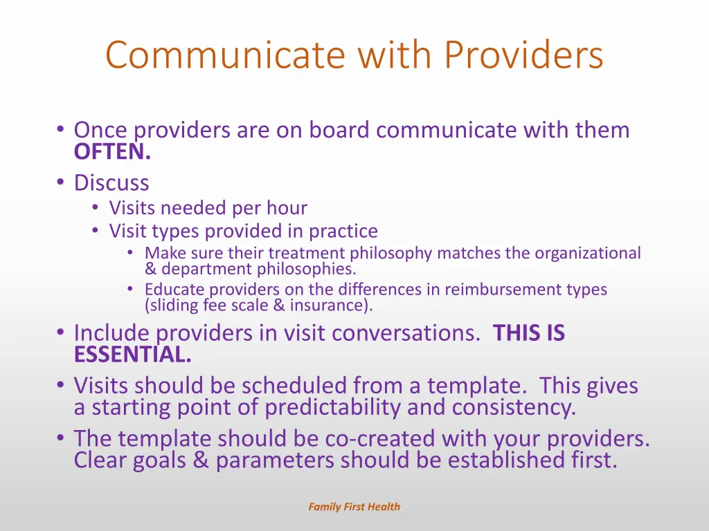 communicate with providers
