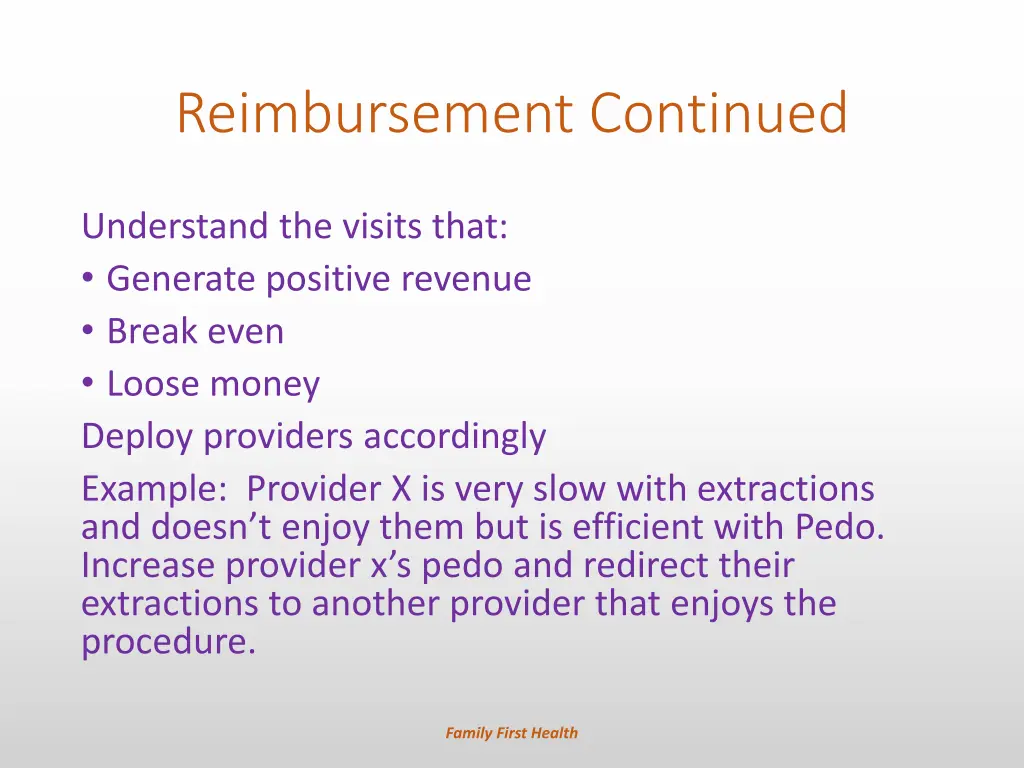reimbursement continued