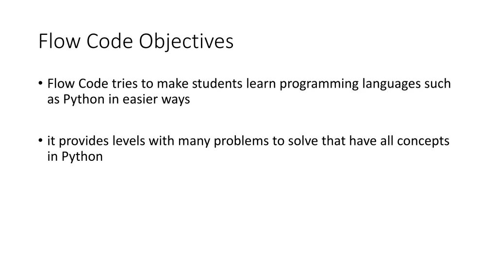 flow code objectives