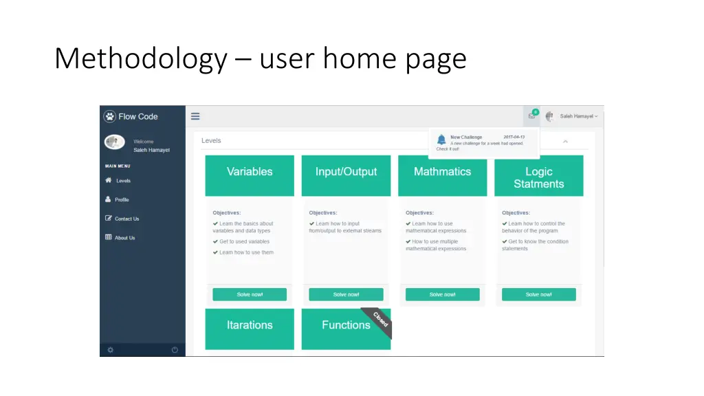 methodology user home page