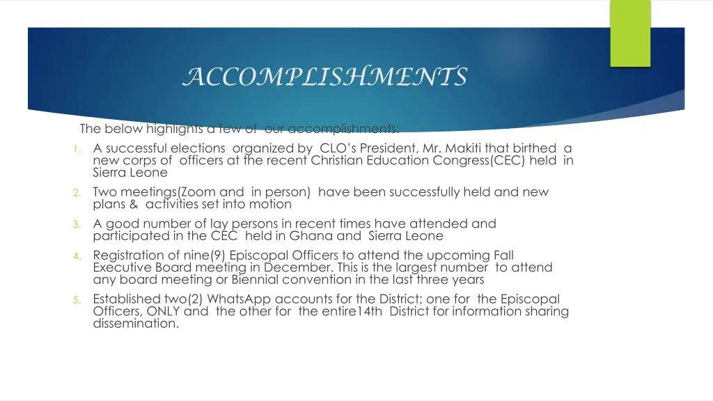accomplishments
