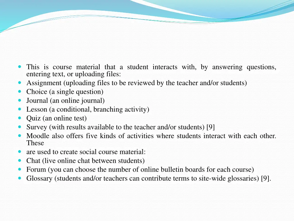 this is course material that a student interacts