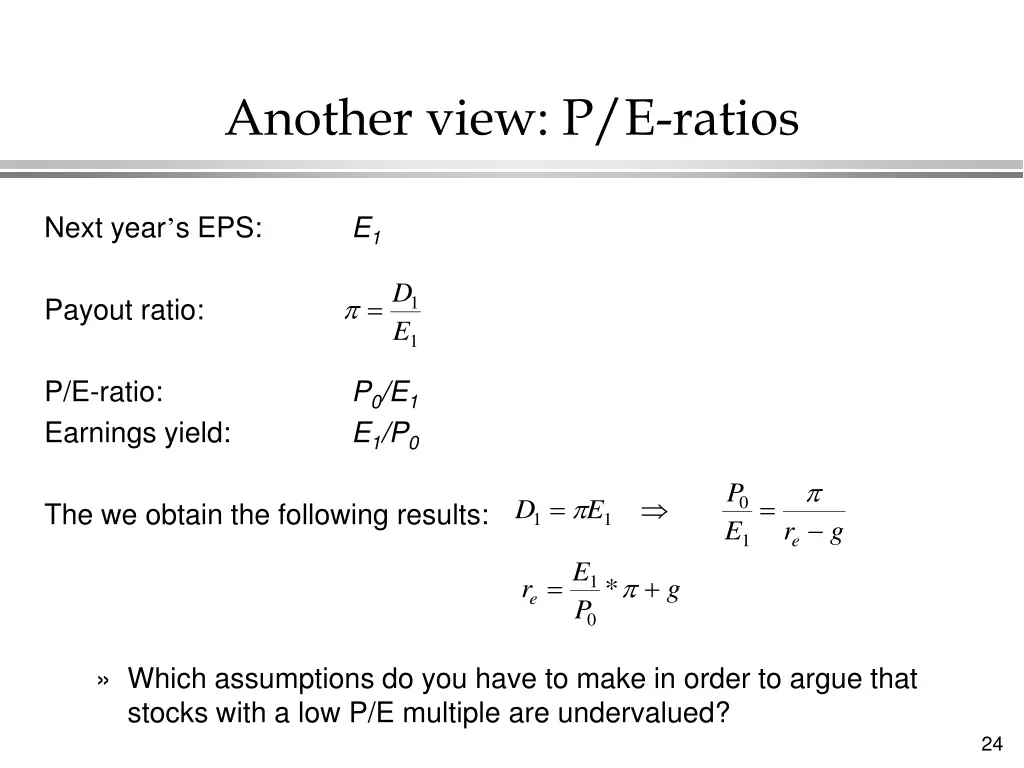 another view p e ratios