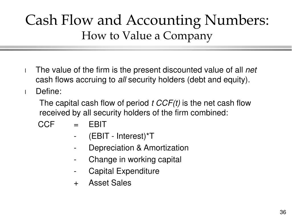 cash flow and accounting numbers how to value