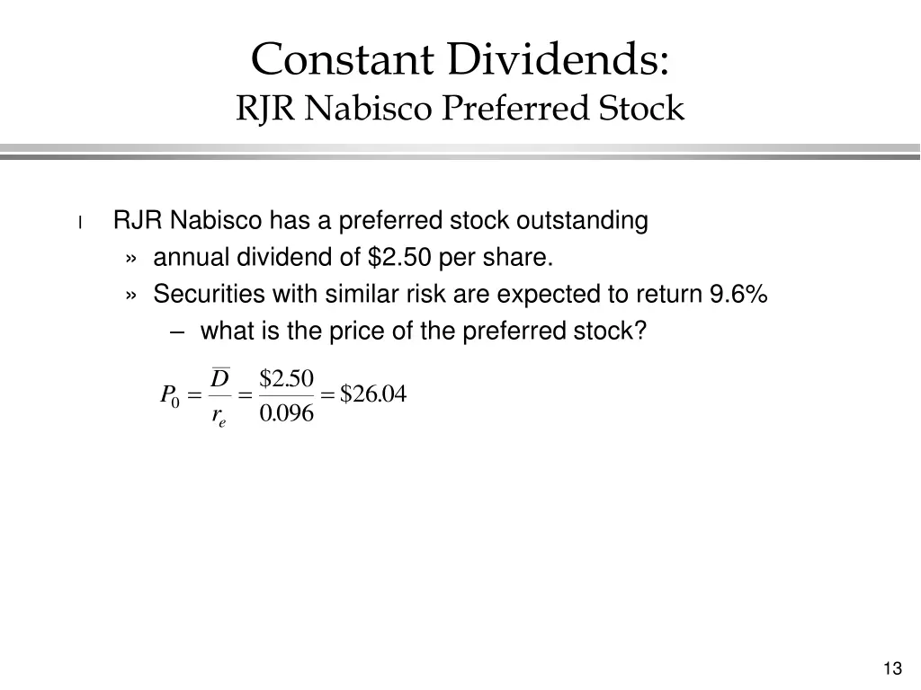 constant dividends rjr nabisco preferred stock