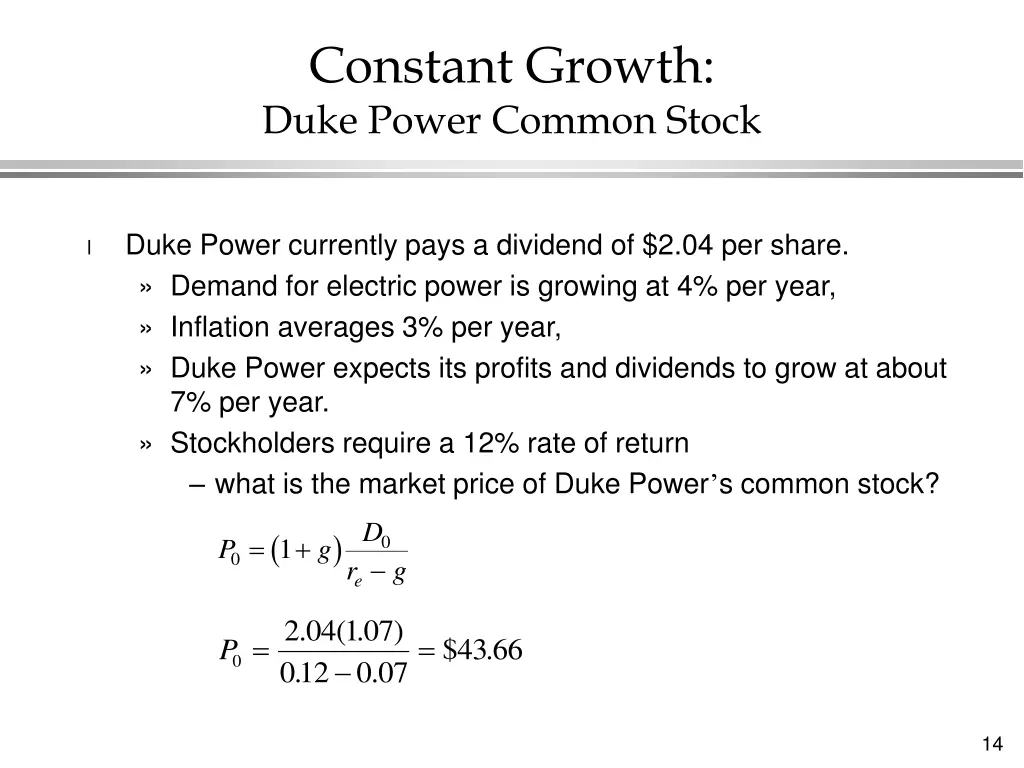 constant growth duke power common stock