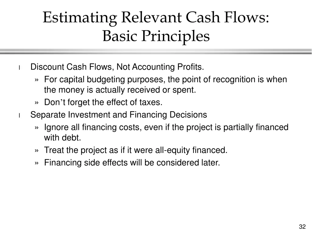 estimating relevant cash flows basic principles