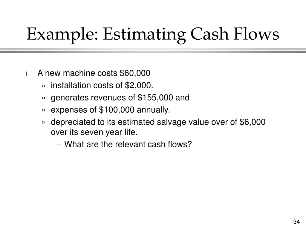 example estimating cash flows