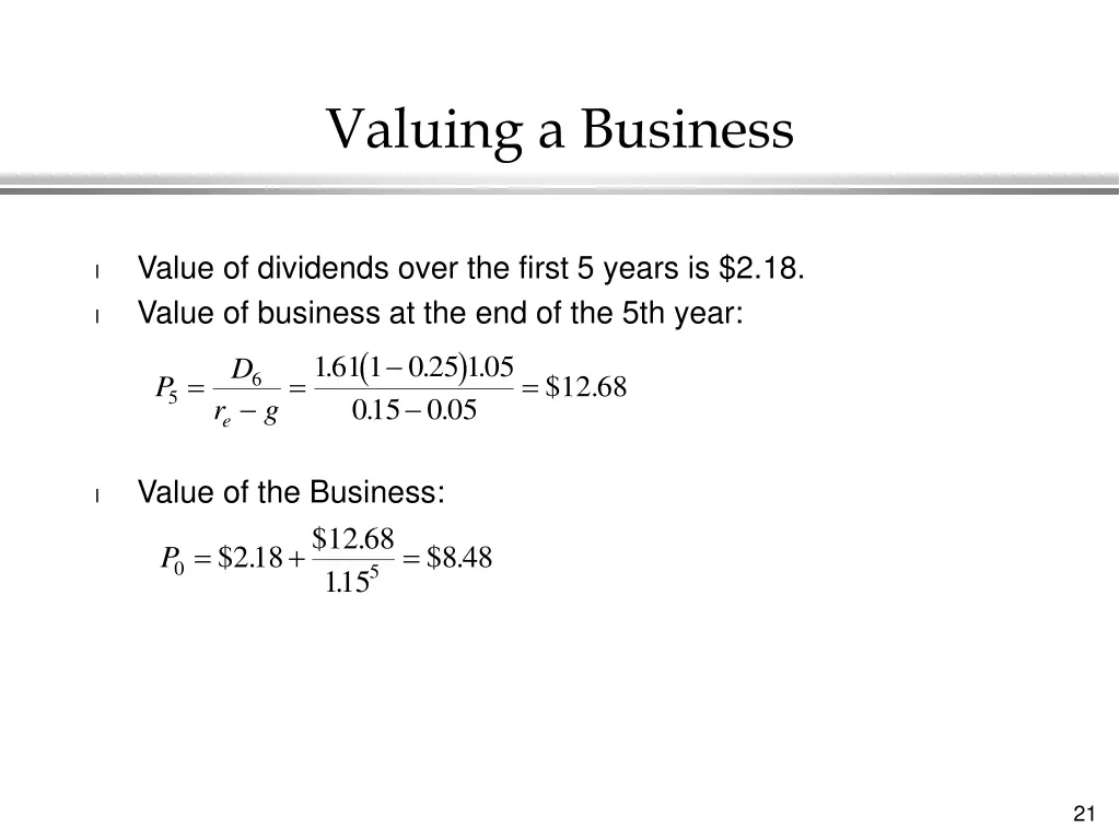 valuing a business 1