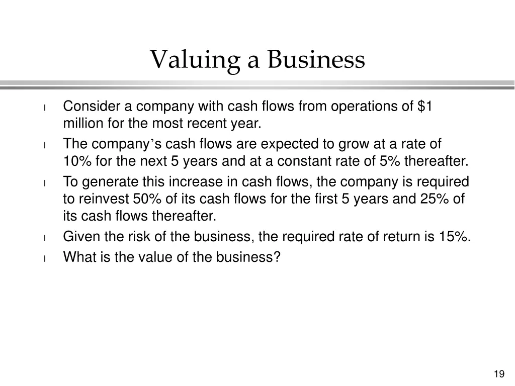 valuing a business