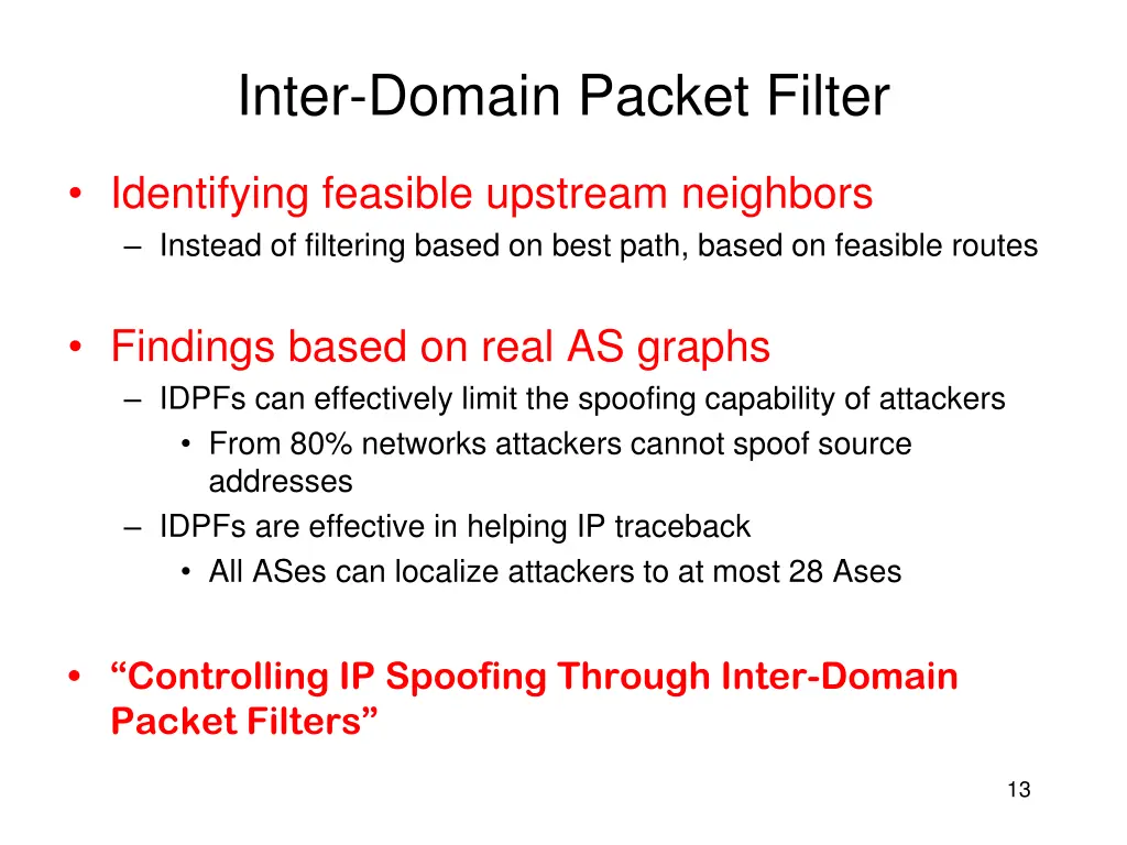 inter domain packet filter