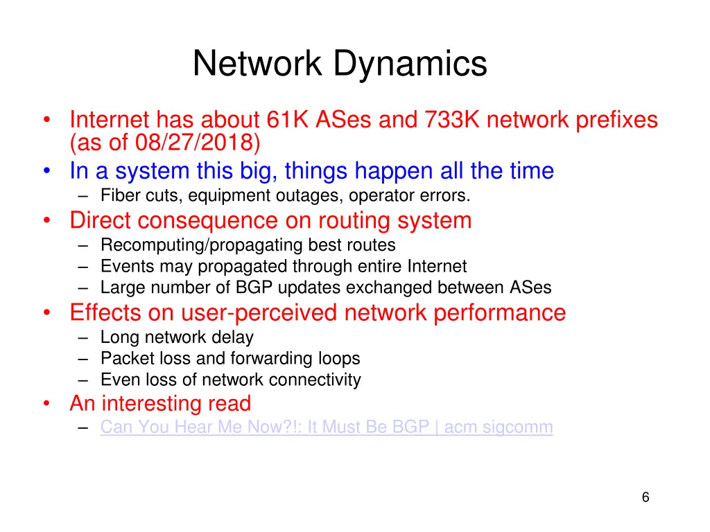 network dynamics