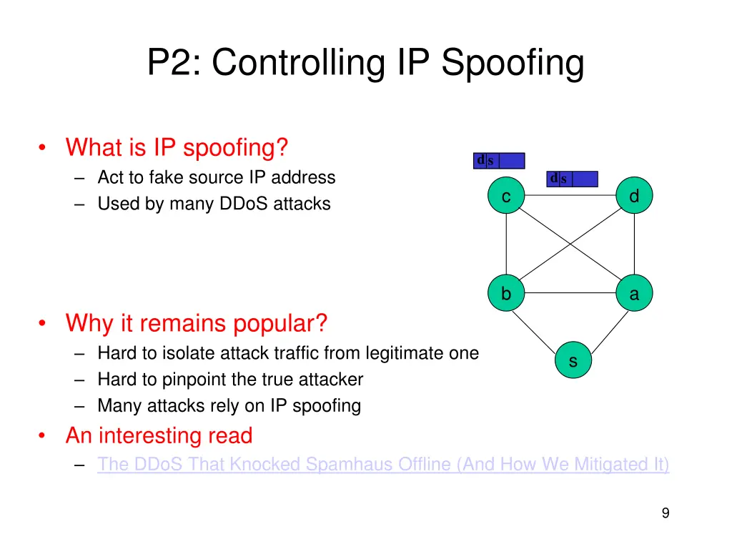 p2 controlling ip spoofing