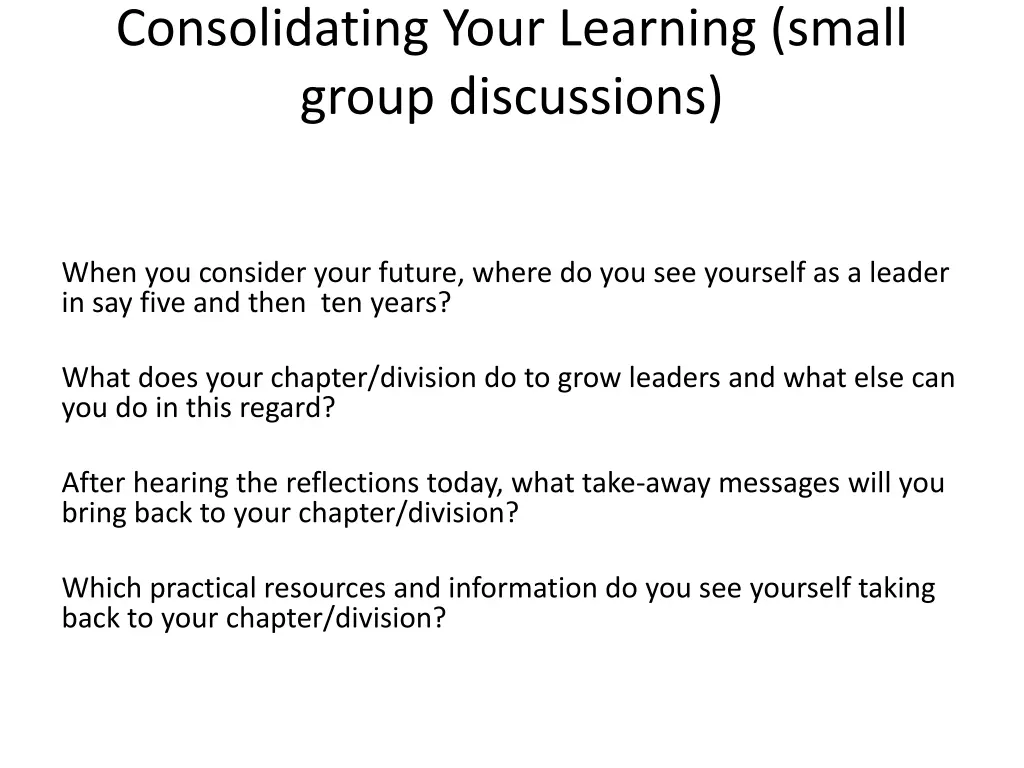 consolidating your learning small group