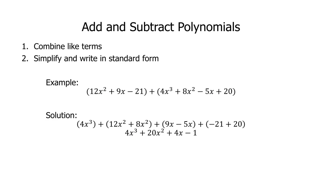 add and subtract polynomials