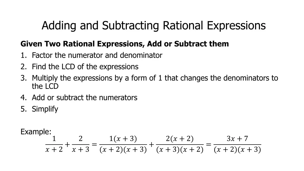 adding and subtracting rational expressions
