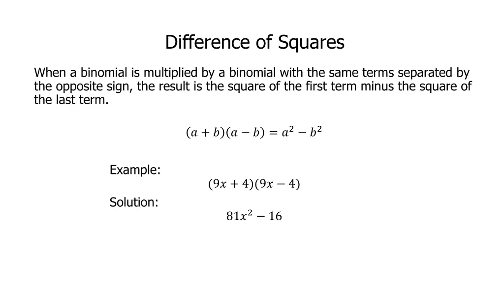 difference of squares