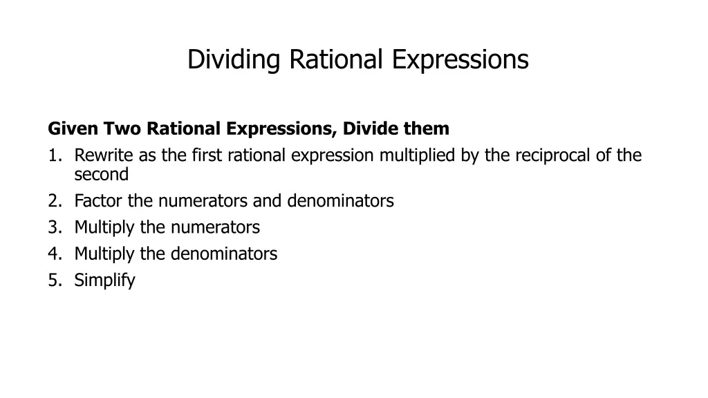 dividing rational expressions